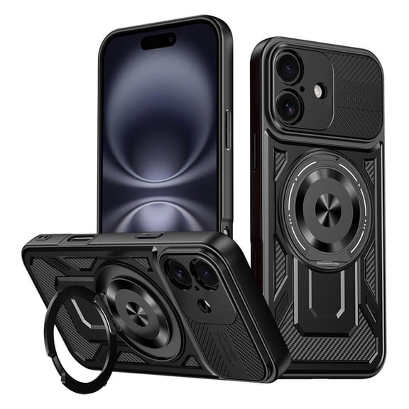 Havilah For iPhone 16 Case Armor Rotating Holder Compatible With Magsafe For Iphone Cover(Black)