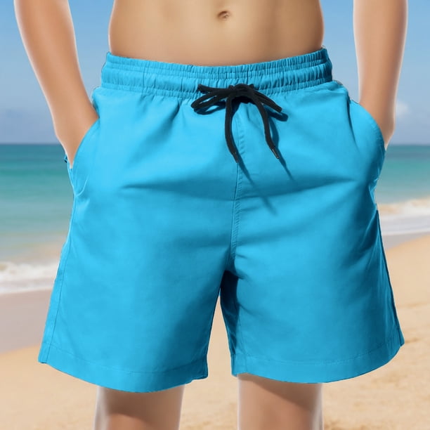 Odeerbi 6-14 Años Niños Color Sólido Pantalones Cortos de Playa Seco Rápido Con Bolsillos Elásticos Pantalones Cortos de La Tabla de La Cintura