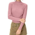 thumbnail image 6 of WULMLEO Women's Long Sleeve Shirts for Women Mock Turtle Neck Ribbed Slim Fit Fall Winter Thermal Underwear Tops Pink One Size, 6 of 6
