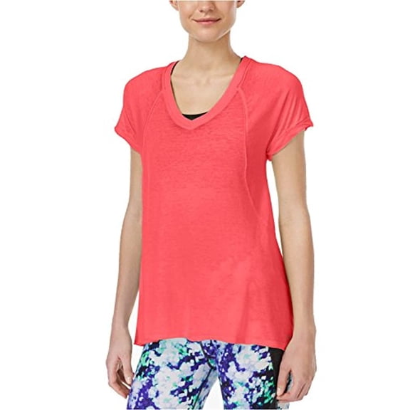 Calvin Klein Performance Womens Sheer V Neck Tunic Top Pink XS