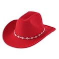 thumbnail image 3 of JIAHONG Women's Western Cowboy Hat Rhinestone Wide Brim 2026 Cowgirl Hat Big Edge Summer Sun Protection and Sunshade Hats, Red, 3 of 4
