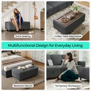 LINSY HOME 3 Seaters Sectional Couches for Living Room, Sofa Bed with Storage Seat, Pull Out Couch Bed with Storage Ottoman, Dark Gray