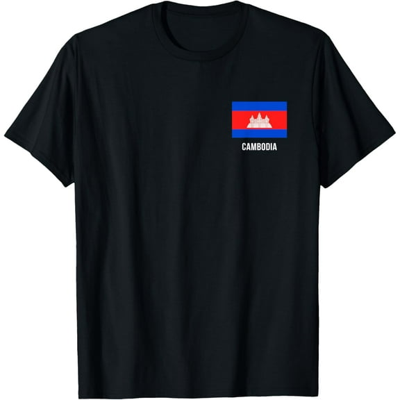 Cambodia Flag Shirt | Cambodian T-ShirtMen and women, Black T-shirt, size: Extra large