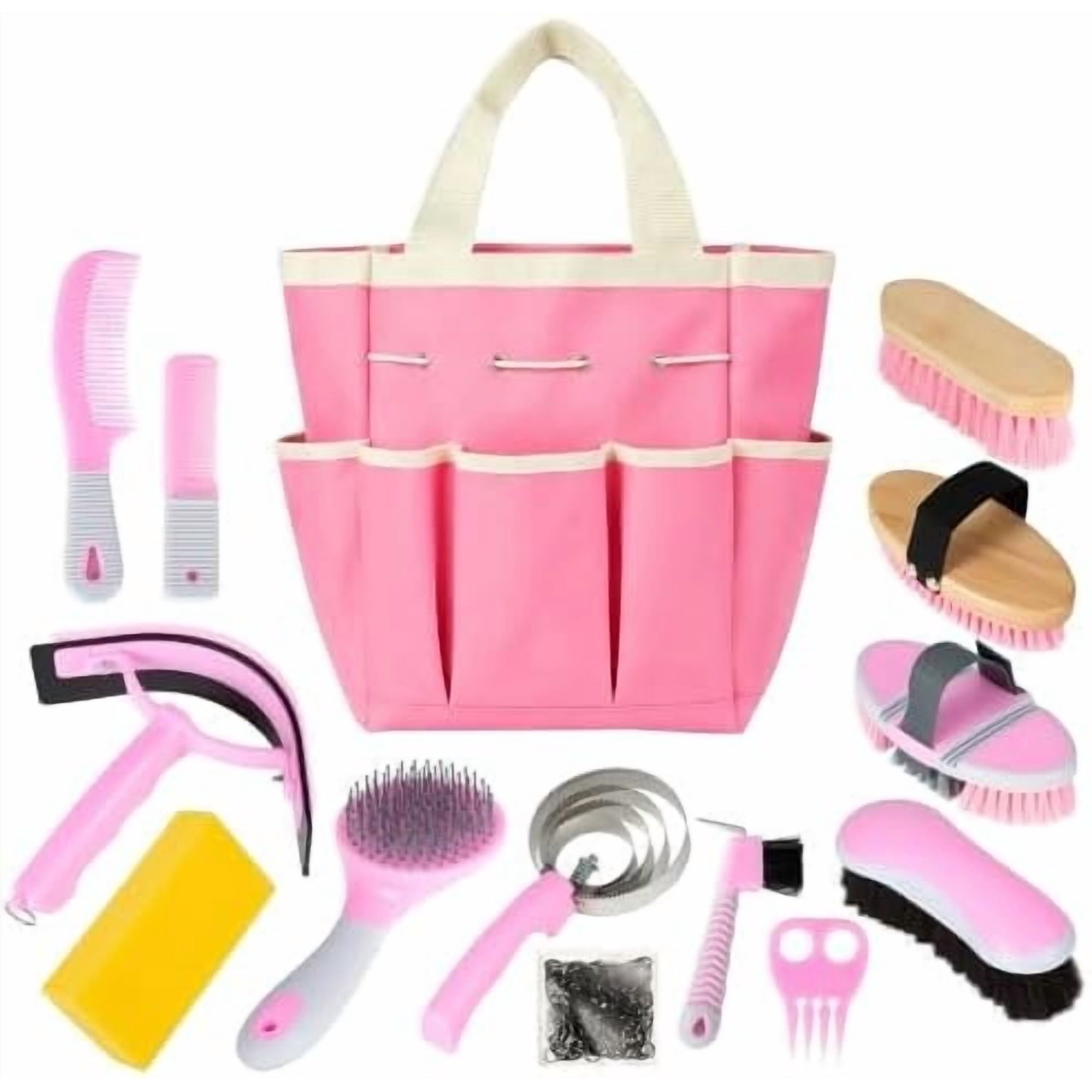 Horse Kit 14-in-1 Professional Horse Brush Supplies Set for & Care with Horse Brushes Curry Comb Hoof Pick & Storage Tote Bag for Shining Detangling Massaging()