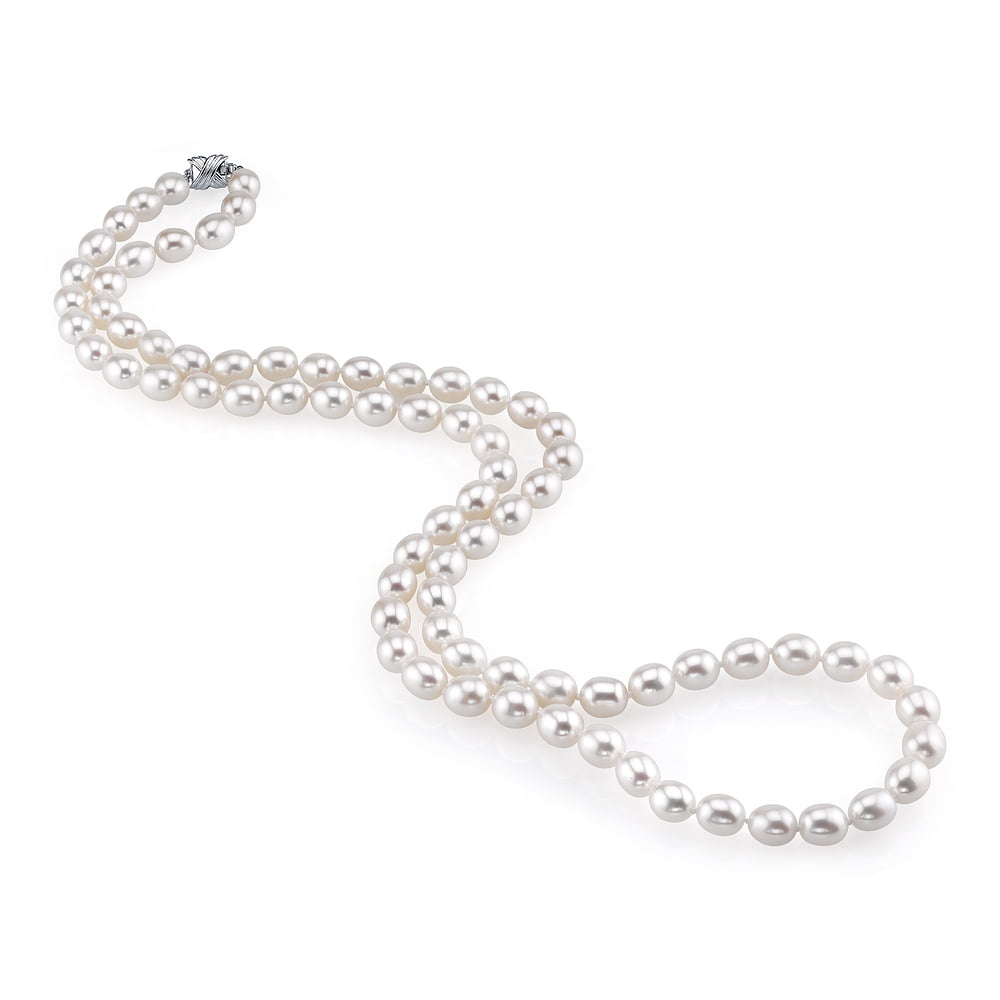 JYX 10-11mm Oval Cultured White Freshwater Pearl Necklace Strand 32