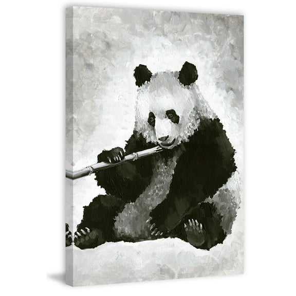 Melancholy Panda Painting Print on Wrapped Canvas