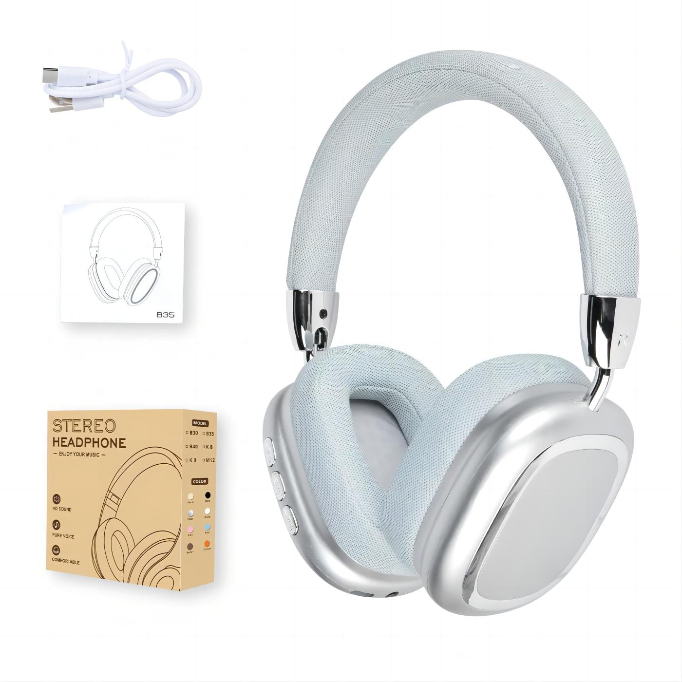 SYGTA Wireless Headphones Bluetooth,over Ear Headphones with Microphones for iOS/Android,Silver - Walmart.com SYGTA Wireless Headphones Bluetooth,over Ear Headphones with Microphones for iOS/Android,Silver - Walmart.com