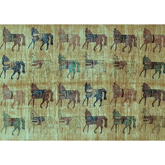 Ahgly Company Indoor Rectangle Animal Light Blue Traditional Area Rugs, 5' x 7'