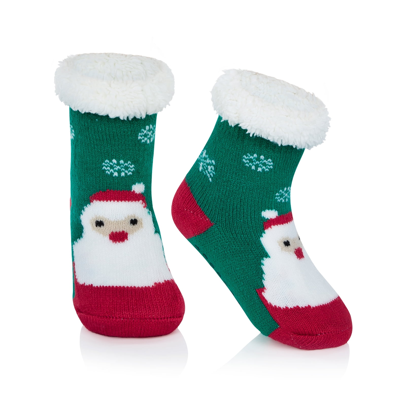 American Trends Toddler Kids Fuzzy Christmas Socks Baby Winter Slipper Socks Non Skid Socks for 