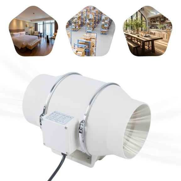 HF-150 6inch Inline Ventilation Fan Air Circulation Vent Exhaust Blower Fan 540m³/h White