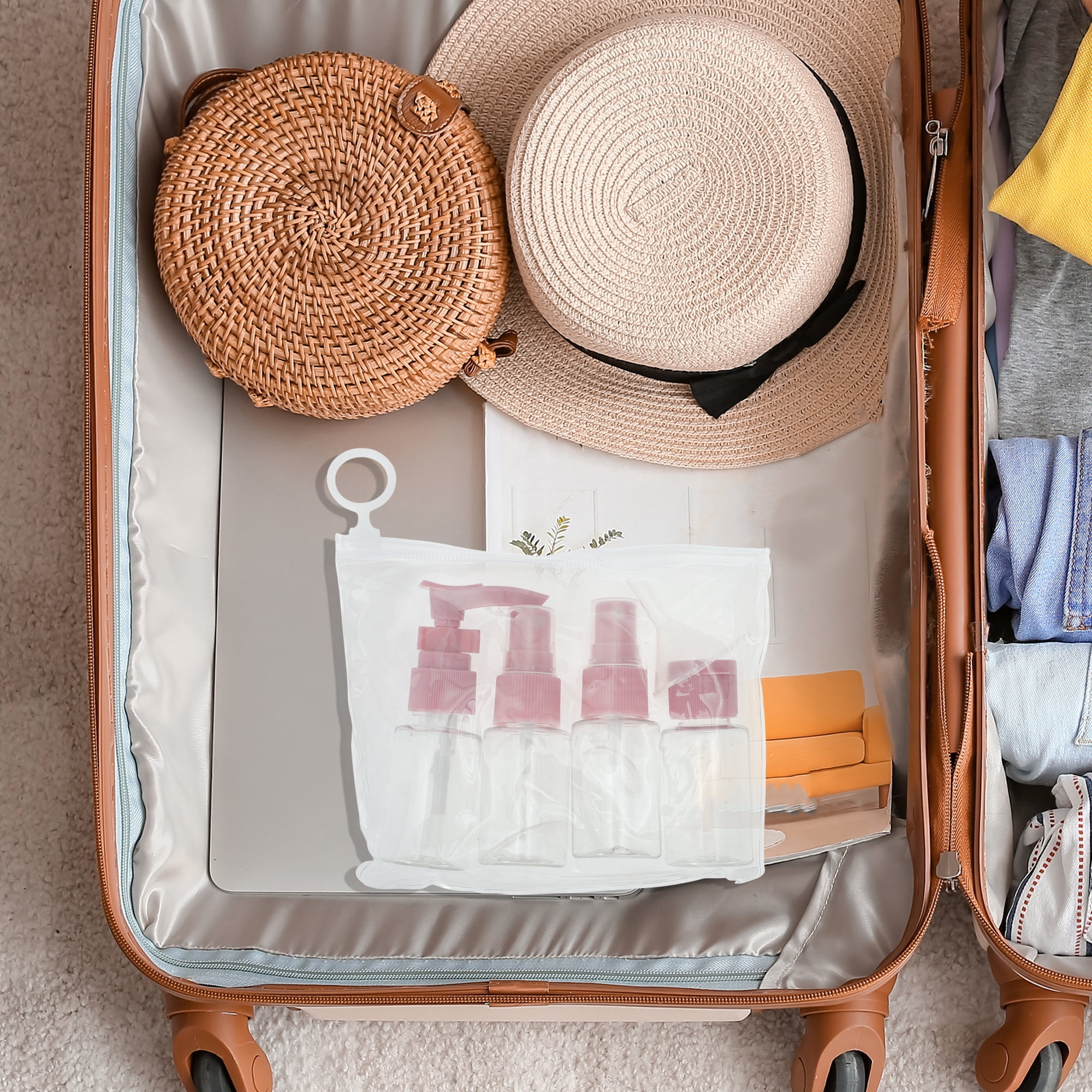 Unique Bargains Travel Container Set 5 PCS Pink
