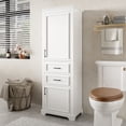 thumbnail image 2 of Euroco 71-inch tall freestanding bathroom vanity with damping-hinge doors and drawers, featuring a modern elegant design. Includes adjustable shelves, a fixed shelf, and space-saving storage., 2 of 9