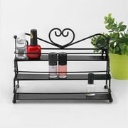 3 Tiers Metal Heart Design Clear Nail Polish Display Table Top Wall Rack