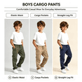 thumbnail image 3 of Spazoro Kids Boys 100% Cotton Cargo Pants with Multi-Pockets, Fall Elastic Drawstring Waist Straight Leg Breathable Casual Trousers for School Outdoor Dark Gray Size 7-8, 3 of 9
