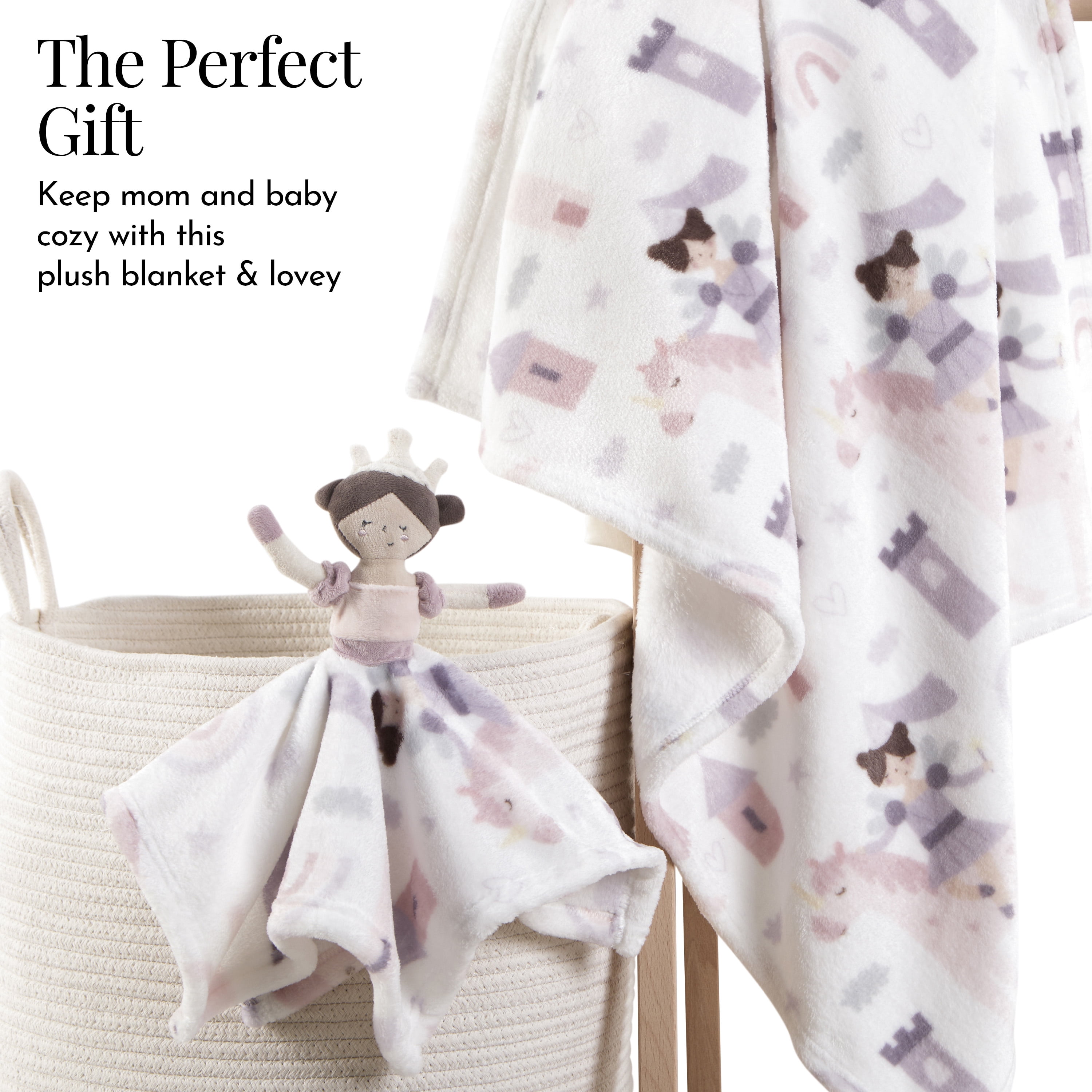 Evolur Enchanted Dreams 2 pc Gift Set - Blanket with Lovey Princess Print