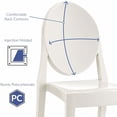 thumbnail image 4 of 2xhome Modern Contemorary Dining Ghost Side Chair Stackable Victorian Acrylic Plastic Vanity Chair, White, Set of 1, 1 piece, 4 of 11