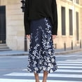 thumbnail image 4 of Gamivast Womens Skirts Midi Length High Waisted Elastic Waist A Line Bow Pattern Flared Flowy Skirt Cute Trendy Casual Office Party Vacation Midi Skirt, 4 of 7
