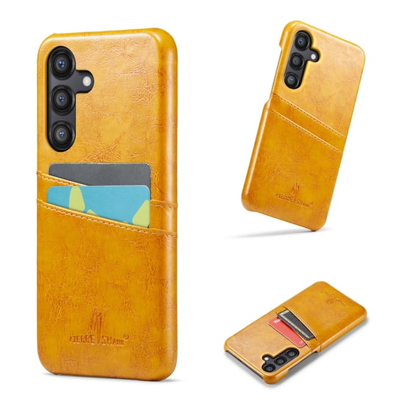 Wallet Case for Samsung Galaxy S26 Plus, Vintage 2 Credit Card Holders Smooth Synthetic Leather Shock-Absorbent Anti-falling Business Ultra Slim Phone Case Cover for Samsung Galaxy S26 Plus, Yellow