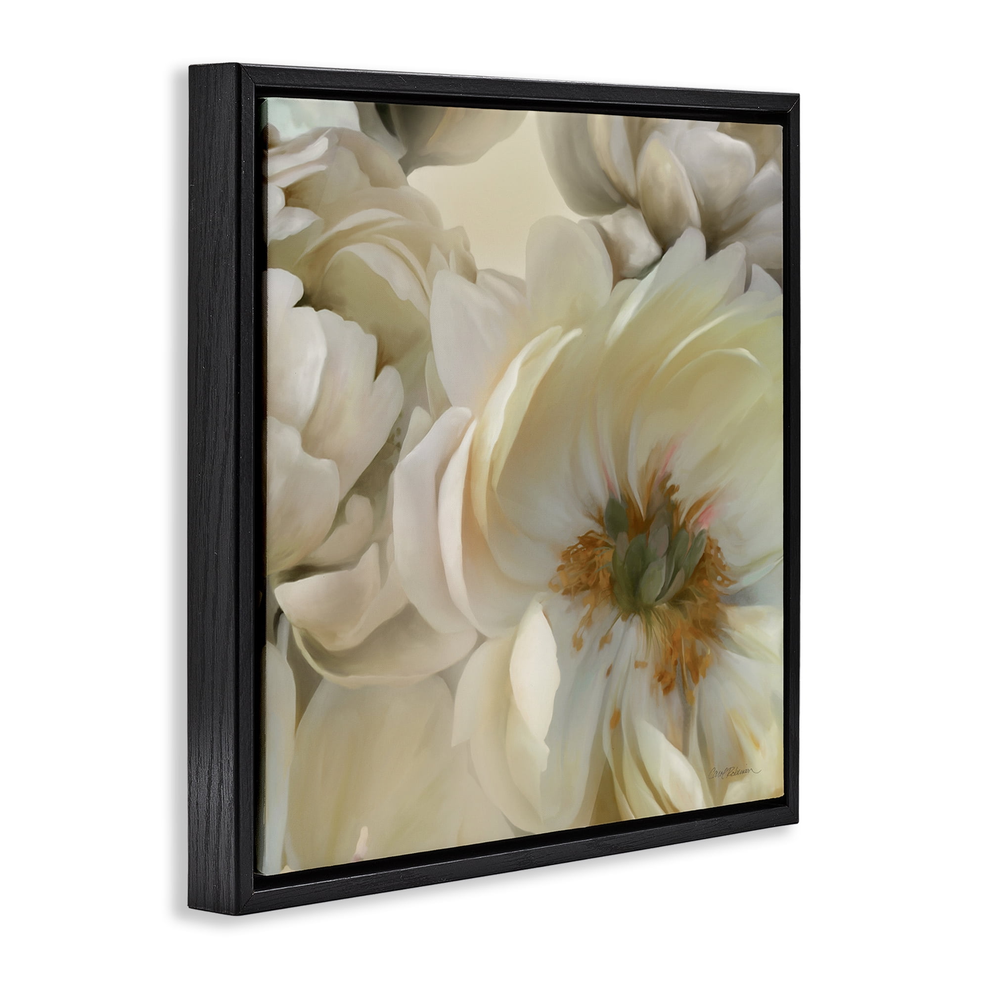 Stupell Industries Curled Magnolia Petals Plants & Flowers Photography Black Floater Framed Canvas Art Print Wall Art, 18 x 18