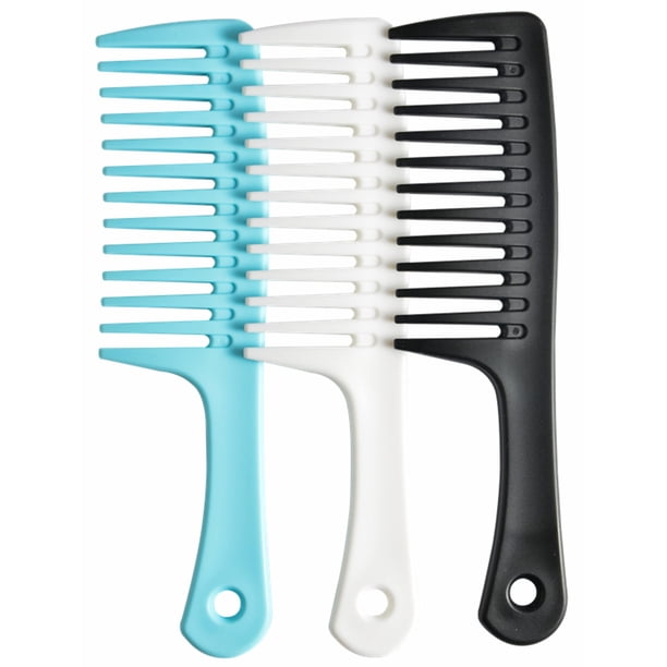 Peines de dientes anchos y grandes, cepillos duraderos para todo tipo de cabello rizado (paquete de 3)