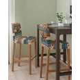 thumbnail image 2 of Western Texas Star Retro Bar Stool Covers Set of 2, Country Farmhouse Dark Blue Brown Wooden Stretch Bar Chair Covers with Backs, Removable Pub Counter Height Chair Cover for Kitchen Dining Room Cafe, 2 of 7