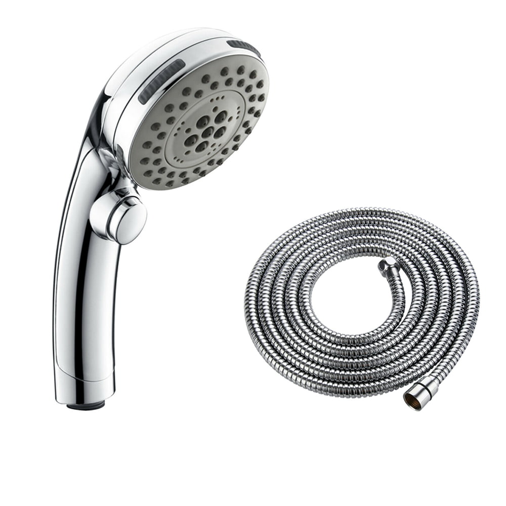 High Pressure Propeller Driven Handheld Shower Head Turbocharged Spa Massage Shower Head Kit for Bath Showerhead 360 Degrees Rotating Water Saving Shower Head with Filter & Stop Button Silver