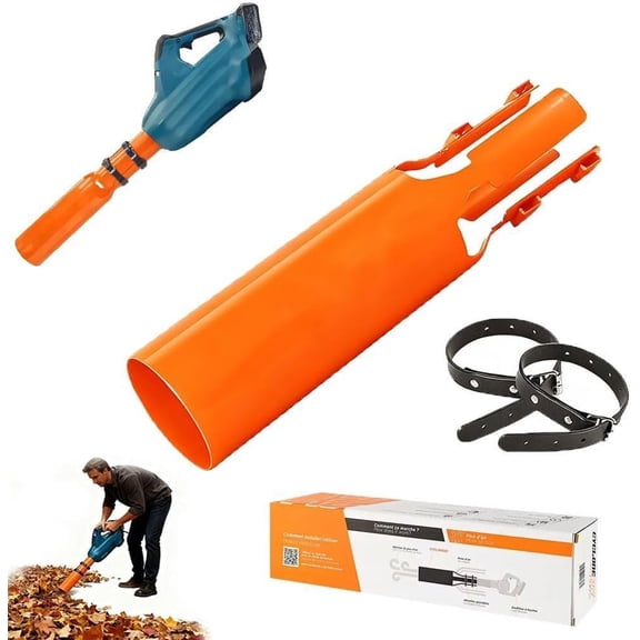 Leaf Blower Flow Booster Snow Blower Booster Turbo Air Nozzle Extension for Yard Lawn Gutter Cleaning Increases Air Power Speed with Cyclone Blower Design (Orange,Black)
