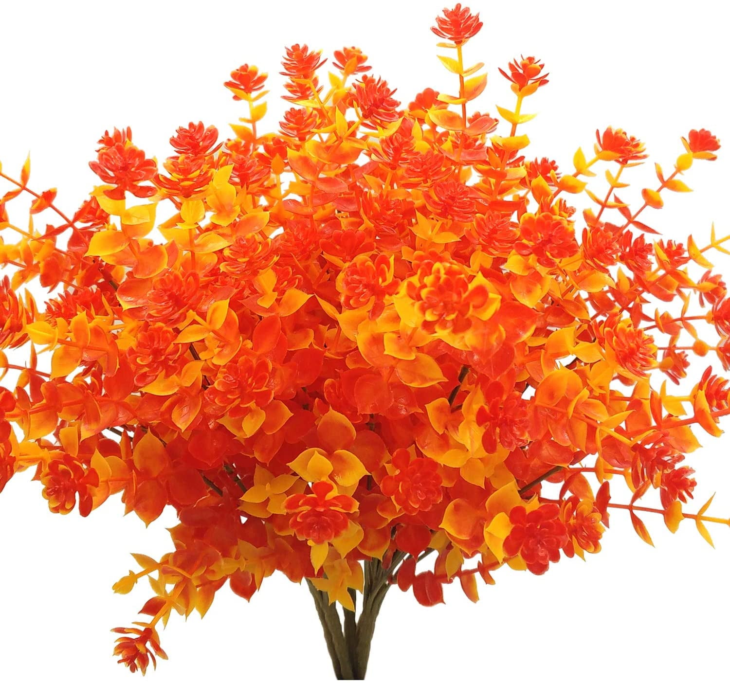 Morttic 6 Bundles Artificial Flowers Outdoor UV Resistant Fake Plastic Plants Outside Indoor Faux Greenery Shrubs Arrangement for Home Porch Window Decoration (Gold Yellow)