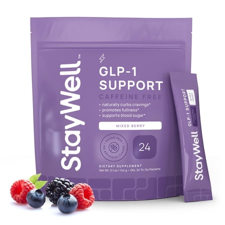GLP-1 Supplement | GLP 1 Booster Drink Mix to Control Appetite and Cravings | Great Tasting Metabolic Support - Yerba Mate, Garcinia Cambogia, Berberine [Caffeine Free – Mixed Berry]