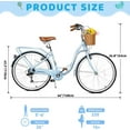 thumbnail image 2 of Esheno 26 inch Women's Cruiser Bike 7 Speed Ladies Bicycles With Front Basket And Rear Carrier Lightweight Commuter Bike With All Terrain Tires V Brakes Blue, 2 of 5