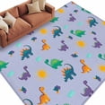 thumbnail image 2 of 8x10 Washable Area Rug, Green Dinosaur Non-Slip Extra Large Rectangle Rug for Living Room Bedroom, Cartoon Blue Animal Sun Cloud Purple Background Indoor Floor Mat for Home Decor, 2 of 9