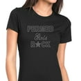 thumbnail image 1 of Womens T-Shirt Rhinestone Bling Black Tee Permed Girls Rock Hair Crew Neck Small, 1 of 2