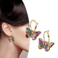 thumbnail image 5 of VBARHMQRT Chain Earrings Single Piercing Simple Female Butterfly Earrings Trendearrings Contracted Show Temperament Delicate Colorful Zircon Earrings Titanium Flat Back Earrings, 5 of 6