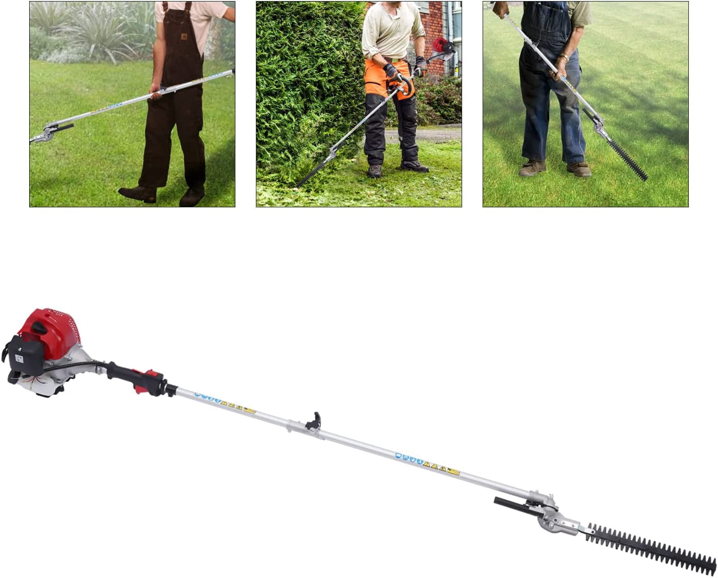 Miumaeov 4-in-1 Petrol Hedge 51.7cc Trimmer Grass Pruner Chainsaw Brush Cutter 2-Stroke