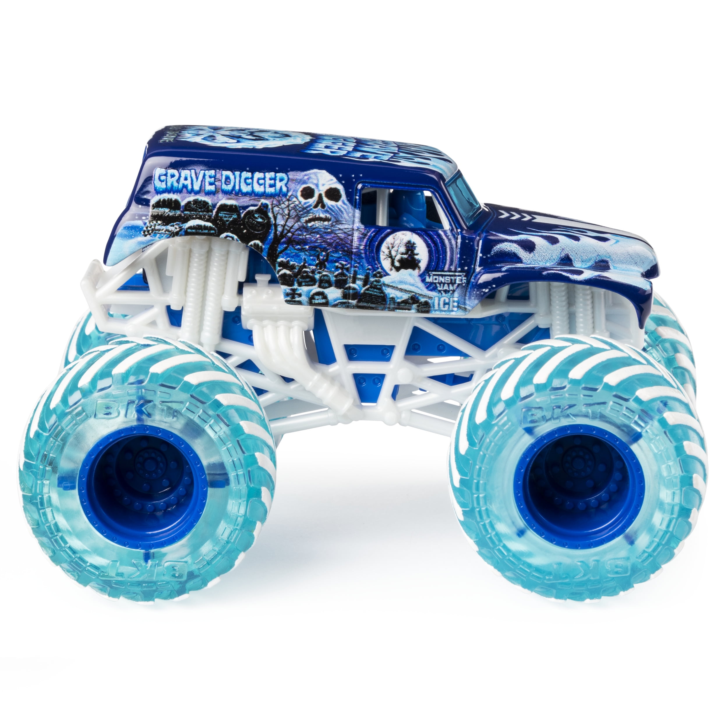 Monster Jam, Fire & Ice Grave Digger Monster Truck, Die-Cast Vehicle, Walmart Exclusive, 1:64 Scale