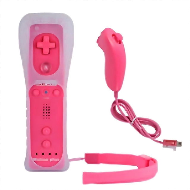 2 in 1 Remote & Nunchuck Controller Remote Controller Gamepad Pink