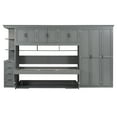thumbnail image 3 of Harper & Bright Designs Twin Size Murphy Bed with Wardrobe and Cabinet, Wooden Twin Cabinet Bed Wall Bed with Desk, Folding Wall Chest Bed for Guest Room Office, Gray, 3 of 14