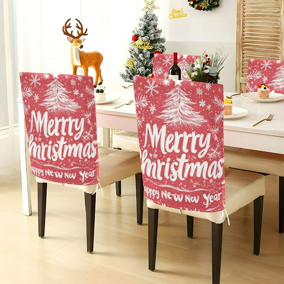 YAZAOO Chair Covers Set Home Kitchen Classical Design Merrh Christmas Pattern Party Decor Seat Back Cover Protector