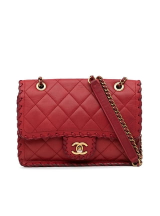 Chanel Red Chevron Quilted Lambskin Leather Single Flap Bag