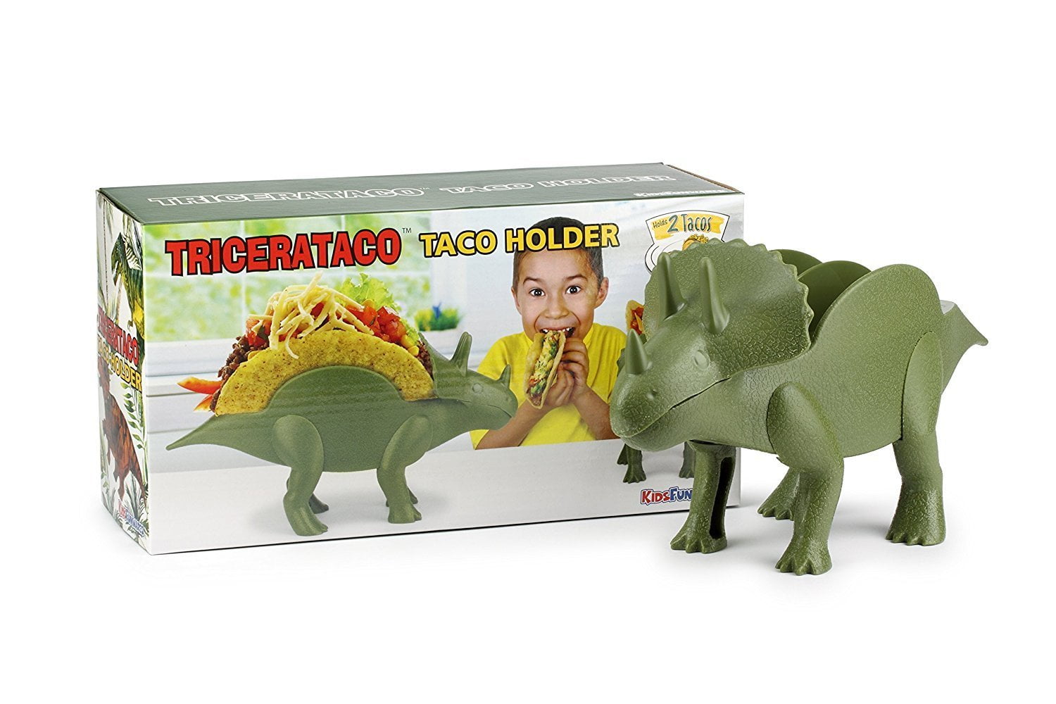 The Perfect Gift for Kids and Kidults that Love Dinosaurs Holds 2 Tacos The Ultimate Prehistoric Taco Stand for Jurassic Taco Tuesdays and Dinosaur Parties KidsFunwares TriceraTACO Taco Holder
