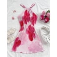 thumbnail image 4 of Multicolor Halter Neck Floral Print Pleated Mini Dress, Fitted Silhouette, Sleeveless A-Line Summer Dress, 4 of 8