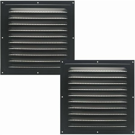 Naisfei Ventilation louver(Black 2 Pack),Gable Vents, Aluminum Walls, Lofts, Garages etc with Screened Metal Shed Vents, Outdoor House Loft Ceiling Reinforced Square Vents Shutters Exterior Grille