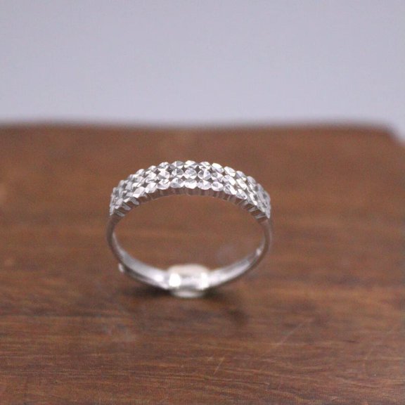 K-KED Fine Pt950 Real Platinum 950 For Women Carved Full Star Band Ring Adjust 6-9