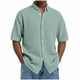 thumbnail image 2 of Blusa y camisa de manga corta con cuello vuelto para hombre, color liso, informal, a la moda, de manga corta, con cuello vuelto y botones, blusa de poliéster para hombre., 2 of 6