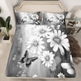 thumbnail image 2 of Homewish Rustic Flower Floral Queen Sheet Sets,Oil Painting Artistic Flat Sheet,Gray White Queen Fitted Sheet For Gir Kids,Super Cozy Room Decor,4pcs, 2 of 7