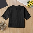 thumbnail image 5 of Fesfesfes Shirts for Girls Fashion Button Down Collar Long Sleeve Casual Loose Fit Tunic Tops Breathable Solid Color Blouses with Pockets(Black#1,13-14 Years), 5 of 5