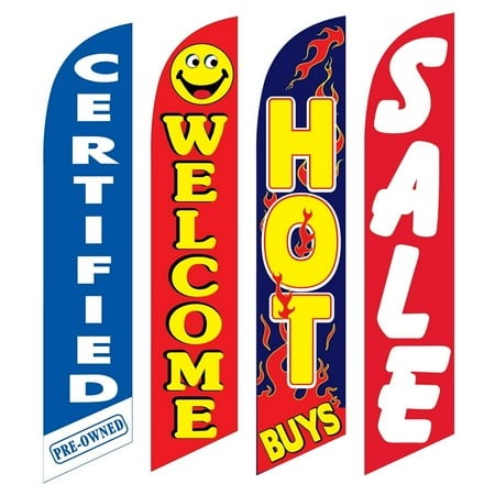4 Advertising Swooper Flags Certified Welcome Hot Buys Sale