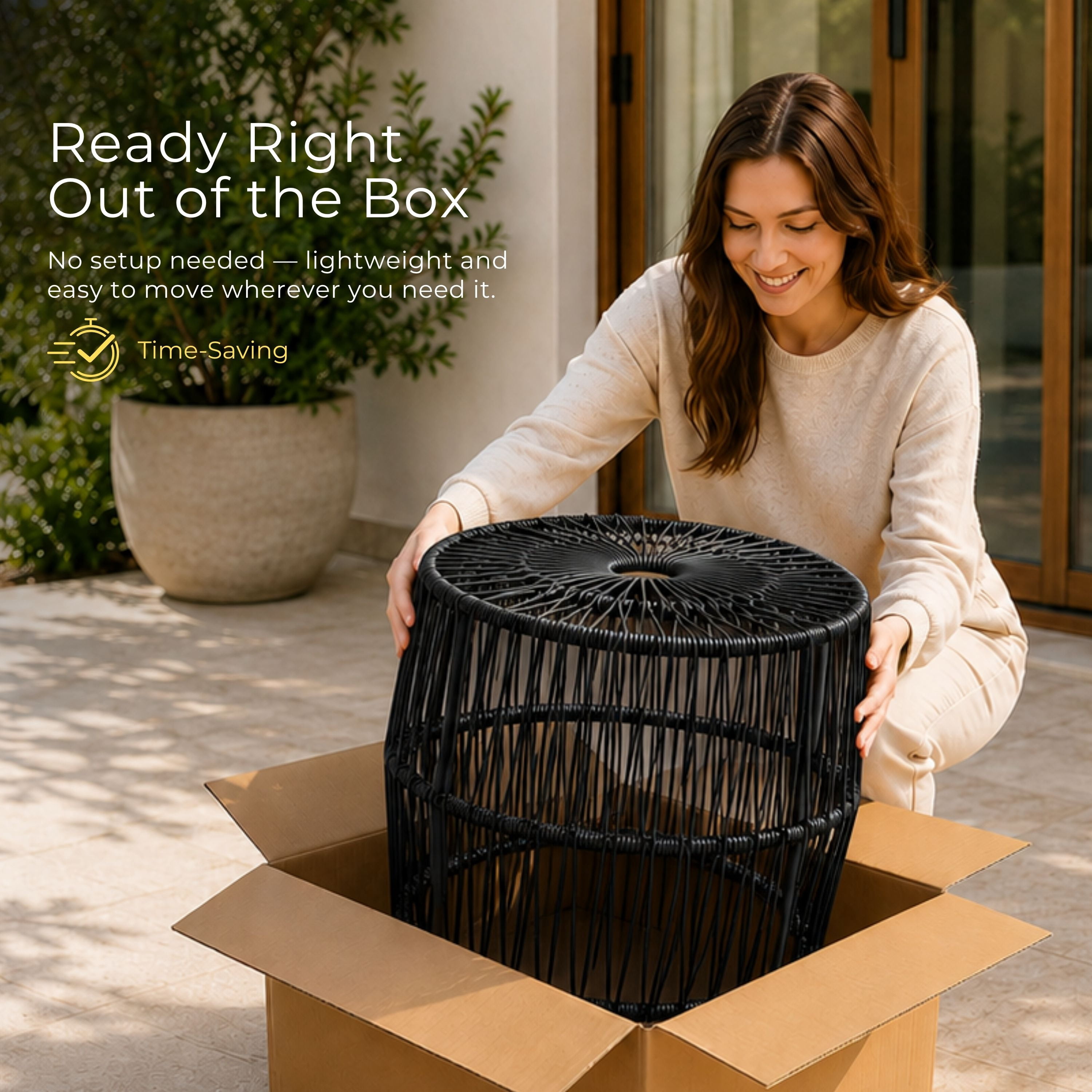 Tisch PE Wicker Rattan Outdoor Round Coffee Table in Natural