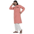 thumbnail image 3 of AtasiÂ&nbsp;Men's Henley Welt PocketÂ&nbsp;LongÂ&nbsp;KurtaÂ&nbsp;Solid Indian Ethnic Wear Clothing ForÂ&nbsp;Men's, 3 of 7
