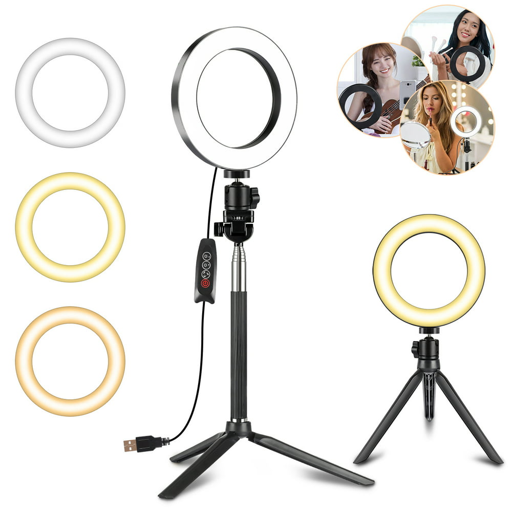 TSV Ring Light Kit, 6.3" Outer Dimmable LED Ring Light with 44" Extendable Tripod Stand, Mini
